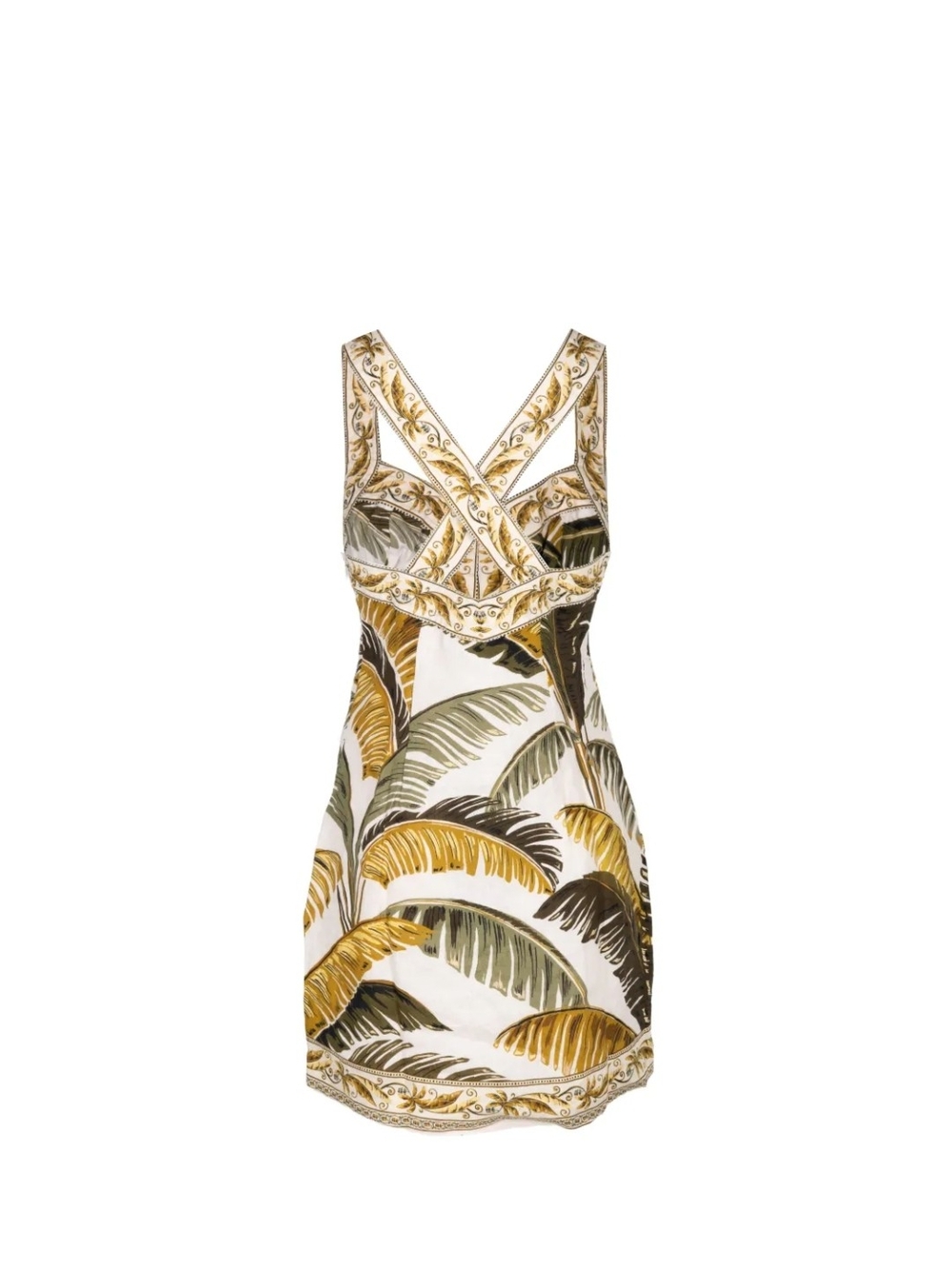 FARM Rio White Dress with Yellow, Olive and Brown Palm Print - Picture 3 of 14